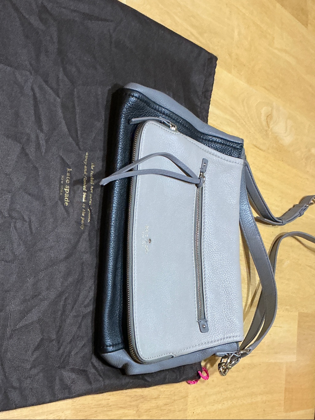 Kate Spade Two-Tone Leather Crossbody In Light Gray And Black